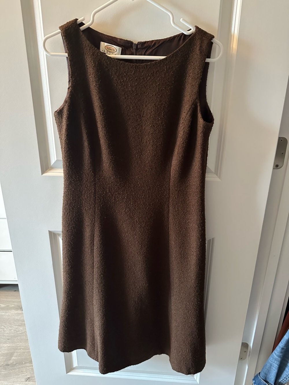 Talbots Petites Chocolate Brown Wool Sleeveless Midi A-Line Dress - Picture 6 of 10